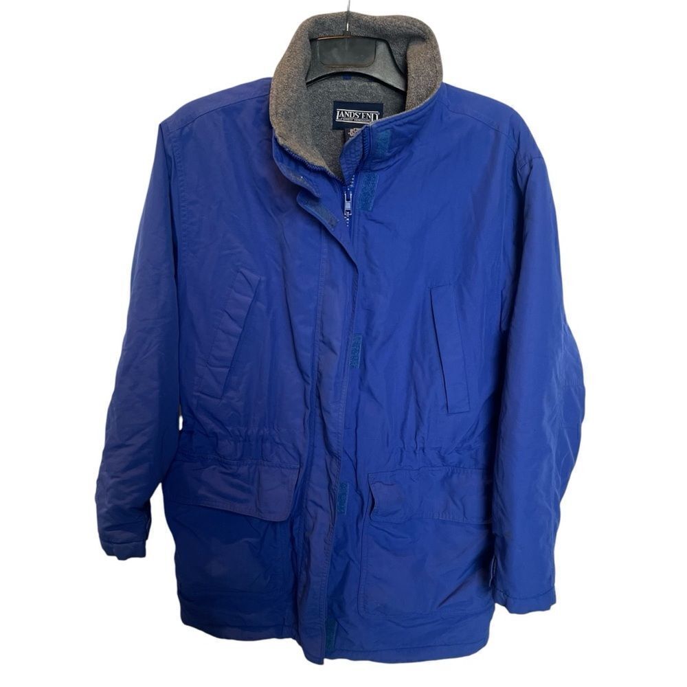 Lands' End Women's Thermo Lite Parka Blue Size Medium (10-12) Fleece Lined